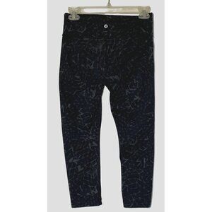 Lululemon Wunder Under Black Gray Spider Web Crop Yoga Leggings Pants Sz 4